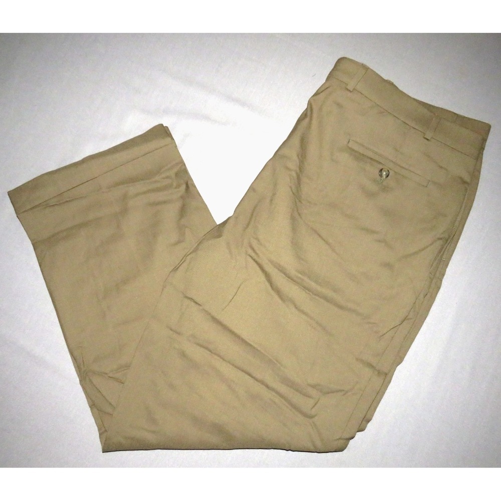 Lauren Ralph Lauren 100% Wool Brown Pleated Dress Pants Men's 40‎ X 30